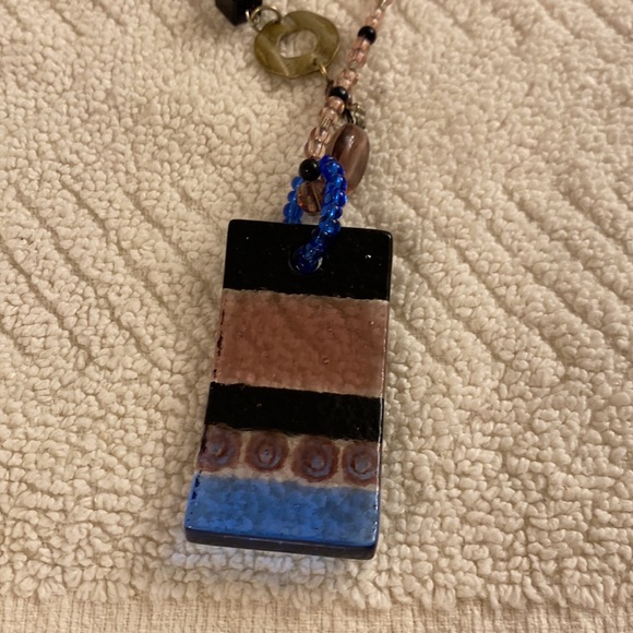 Moreno Glass Pendant with Handmade Chain Gorgeous Necklace Unique One-of-kind - Picture 1 of 6